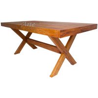 Mesa Pé "X" 2,00 x 1,00 Plainada em Peroba Rosa - 5049