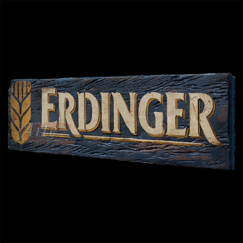 Placa "Erdinger" Azul em Madeira - 5241